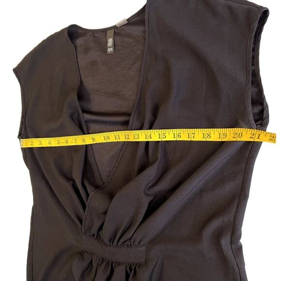 Ezra Black Surplice Mini Dress Large Sleeveless V-Neck Elastic Waist Stretch - Picture 5 of 8